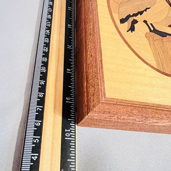 RARE Marquetry Jeffrey Alan Nelson Hudson River Inlay Pelican Bird MCM HTF - Picture 10 of 11